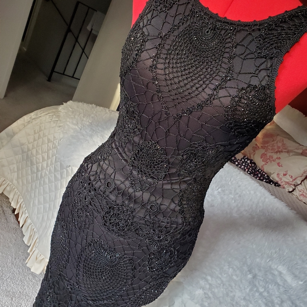 ⭐NICOWA ⭐ size 2 black beads lace sexy dress